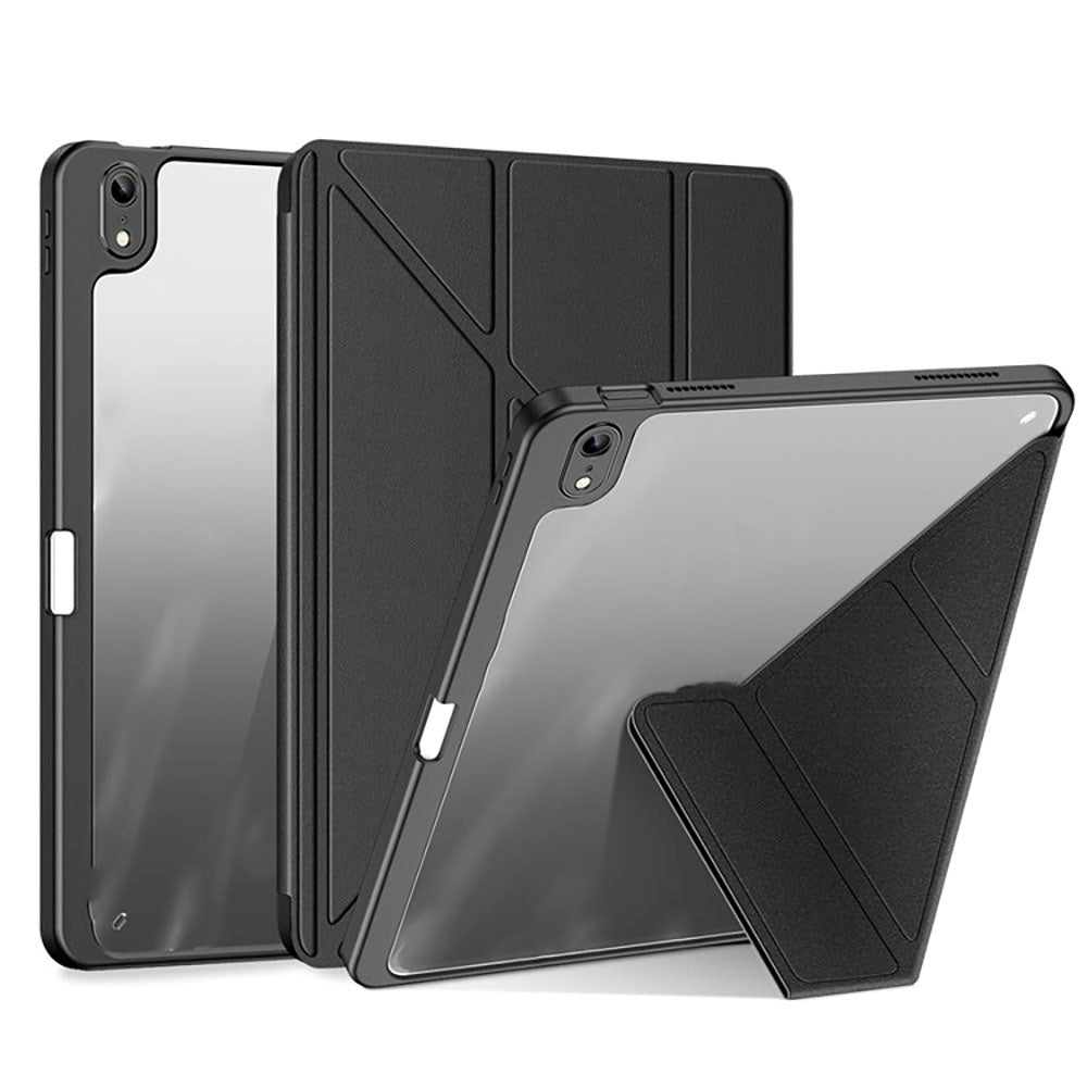 iPad 10.9" (2024/2022) PU Leather / Plastic Flip Case - DUX DUCIS MAGI Series - Transparent / Black