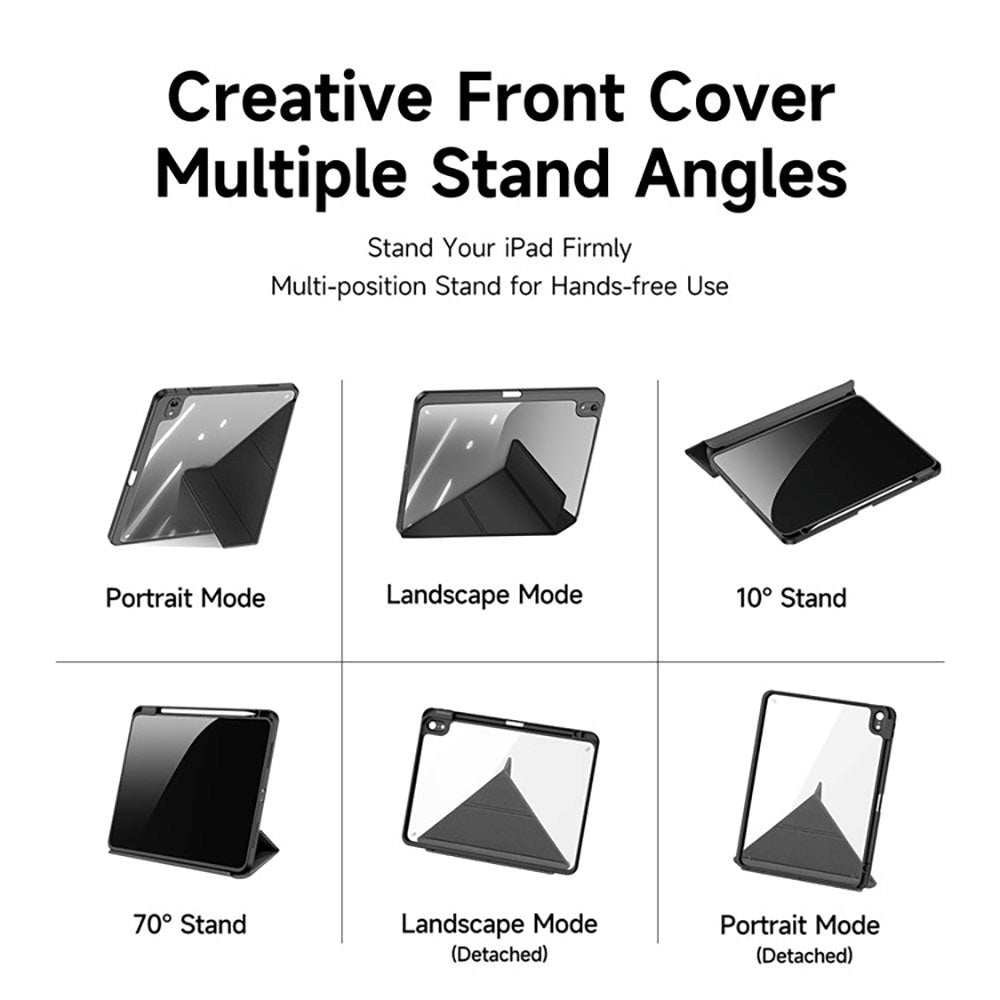 iPad 10.9" (2024/2022) PU Leather / Plastic Flip Case - DUX DUCIS MAGI Series - Transparent / Black