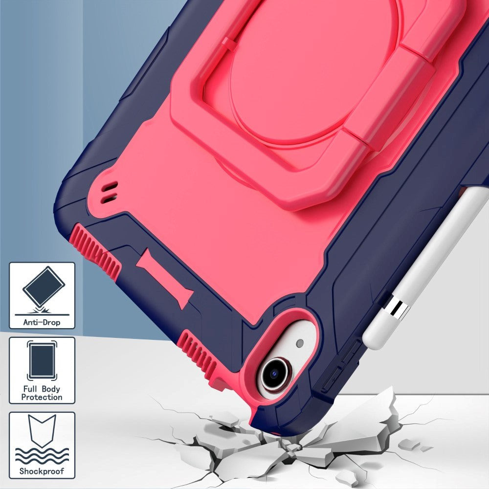iPad 10.9" (2024/2022) Tough Silicone Cover w. 360 Degree Stand & Carrying Strap - Pink / Blue