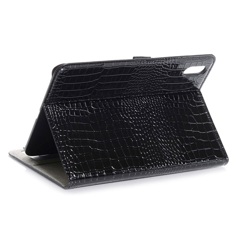 iPad 10.9" (2024/2022) Crocodile Leather Texture Flip Cover w. Stand Function & Card Holder - Black