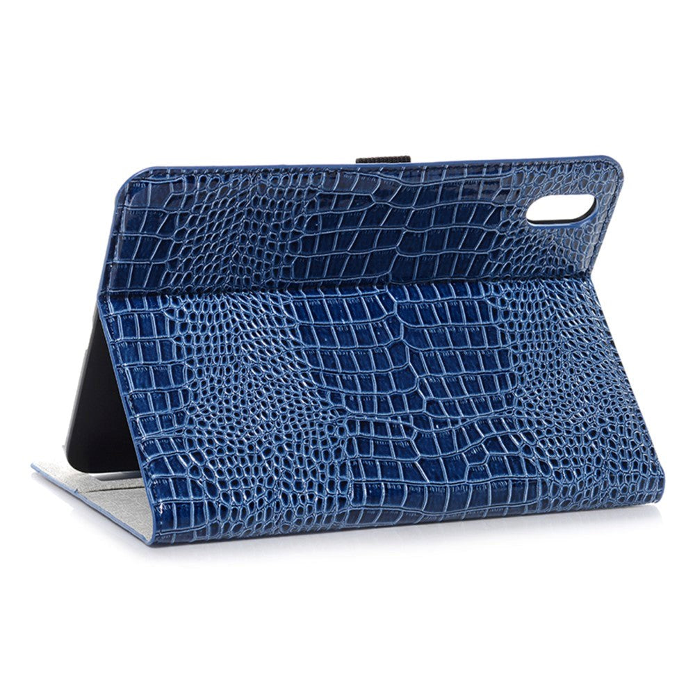 iPad 10.9" (2024/2022) Crocodile Leather Texture Flip Cover w. Stand Function & Card Holder - Blue