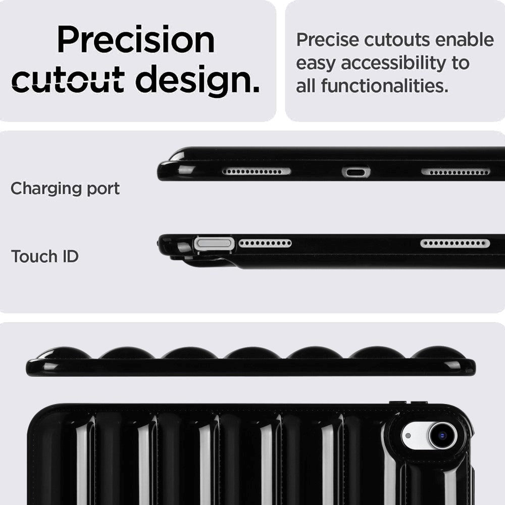 iPad 10.9" (2024/2022) Flexible TPU Plastic Case - Grooves - Black