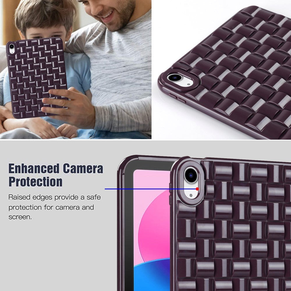 iPad 10.9" (2024/2022) Flexible Plastic Case - Braid Design - Eggplant
