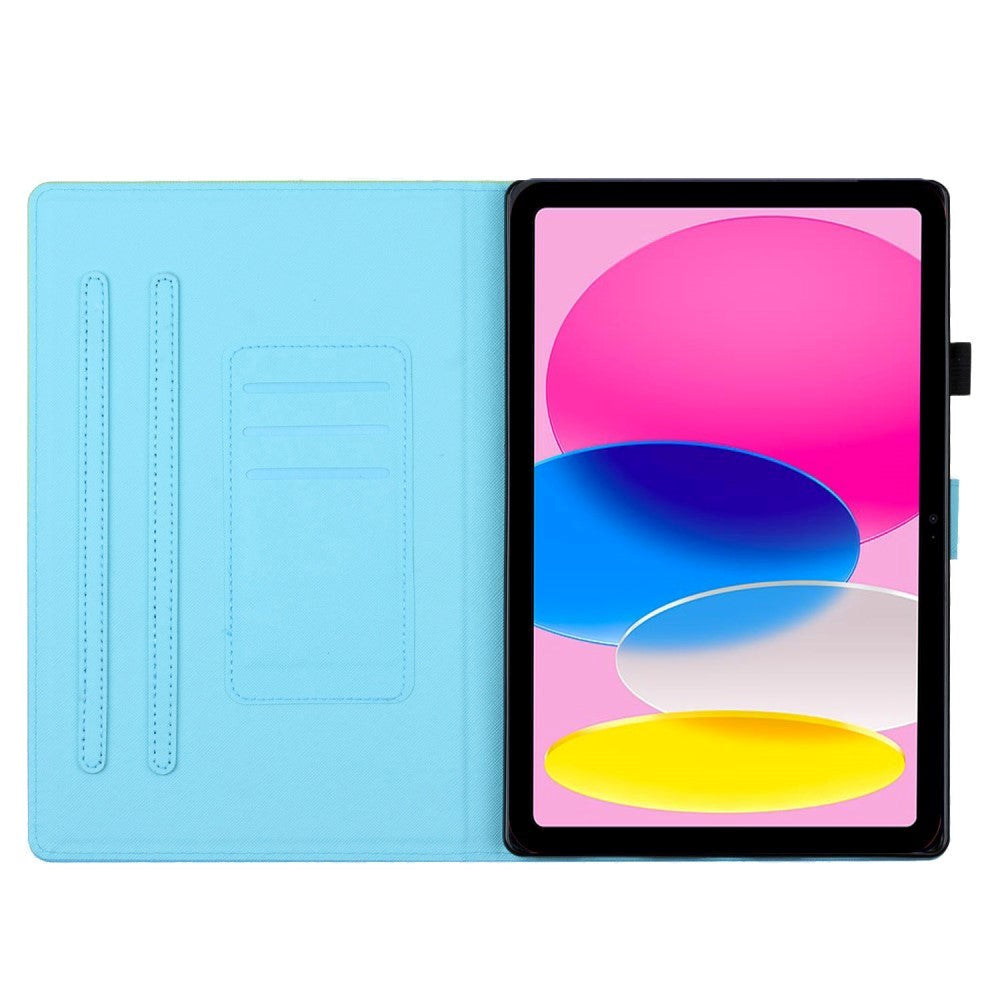 iPad 10.9" (2024/2022) Kickstand PU Leather Case w. Wake-up Function & Card holder - Pink / Blue
