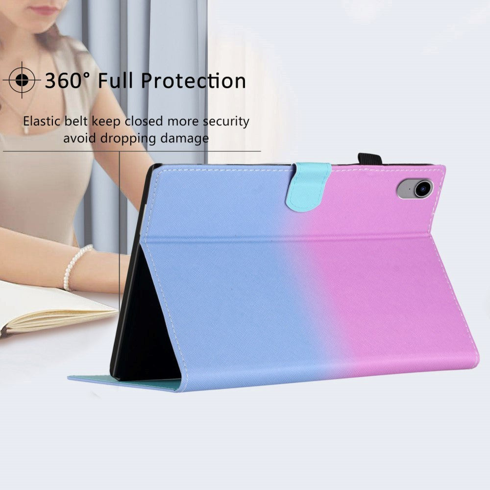 iPad 10.9" (2024/2022) Kickstand PU Leather Case w. Wake-up Function & Card holder - Pink / Blue