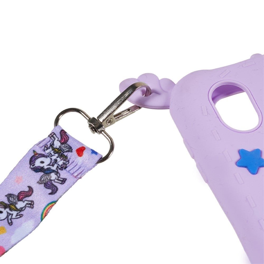 iPad 10.9" (2024/2022) Silicone Case w. Stand, Print & Strap - Unicorn