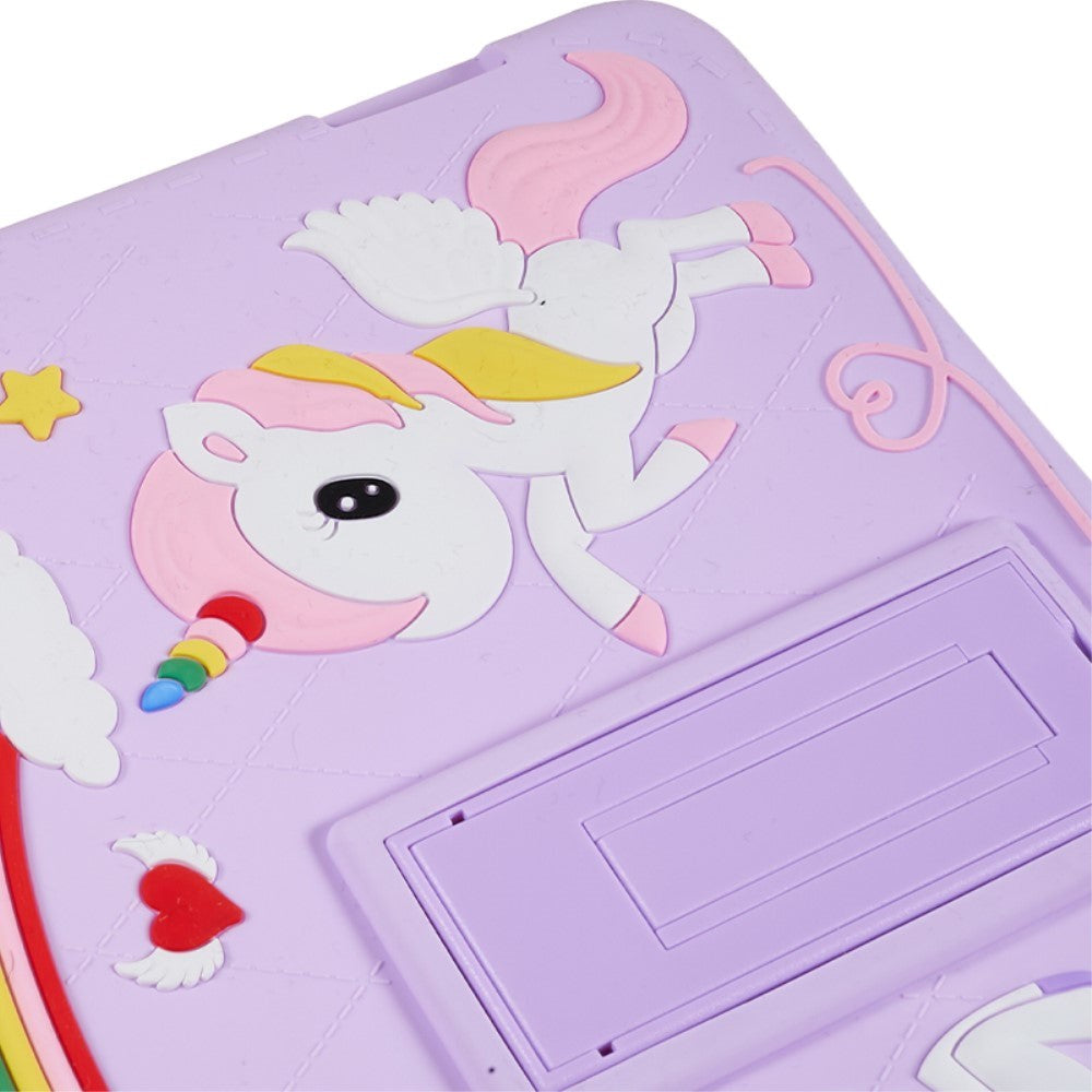 iPad 10.9" (2024/2022) Silicone Case w. Stand, Print & Strap - Unicorn