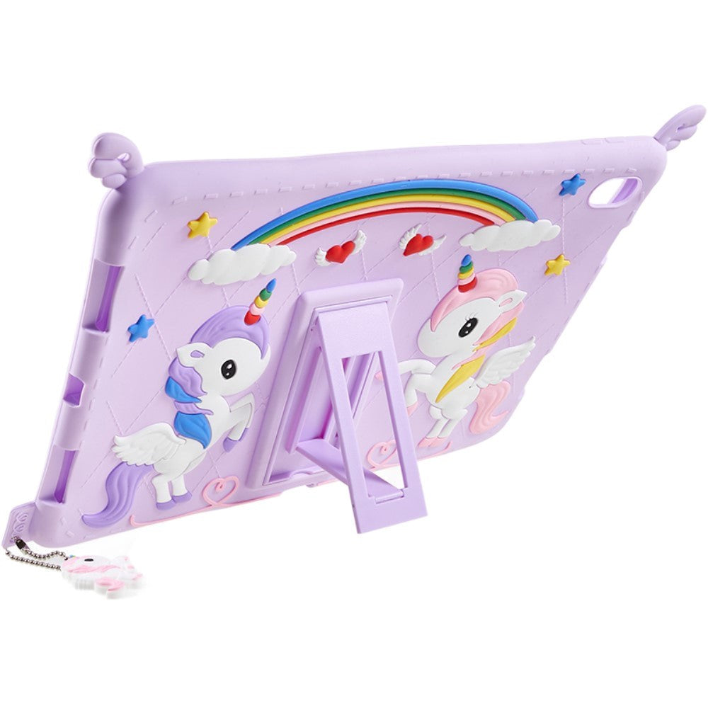 iPad 10.9" (2024/2022) Silicone Case w. Stand, Print & Strap - Unicorn