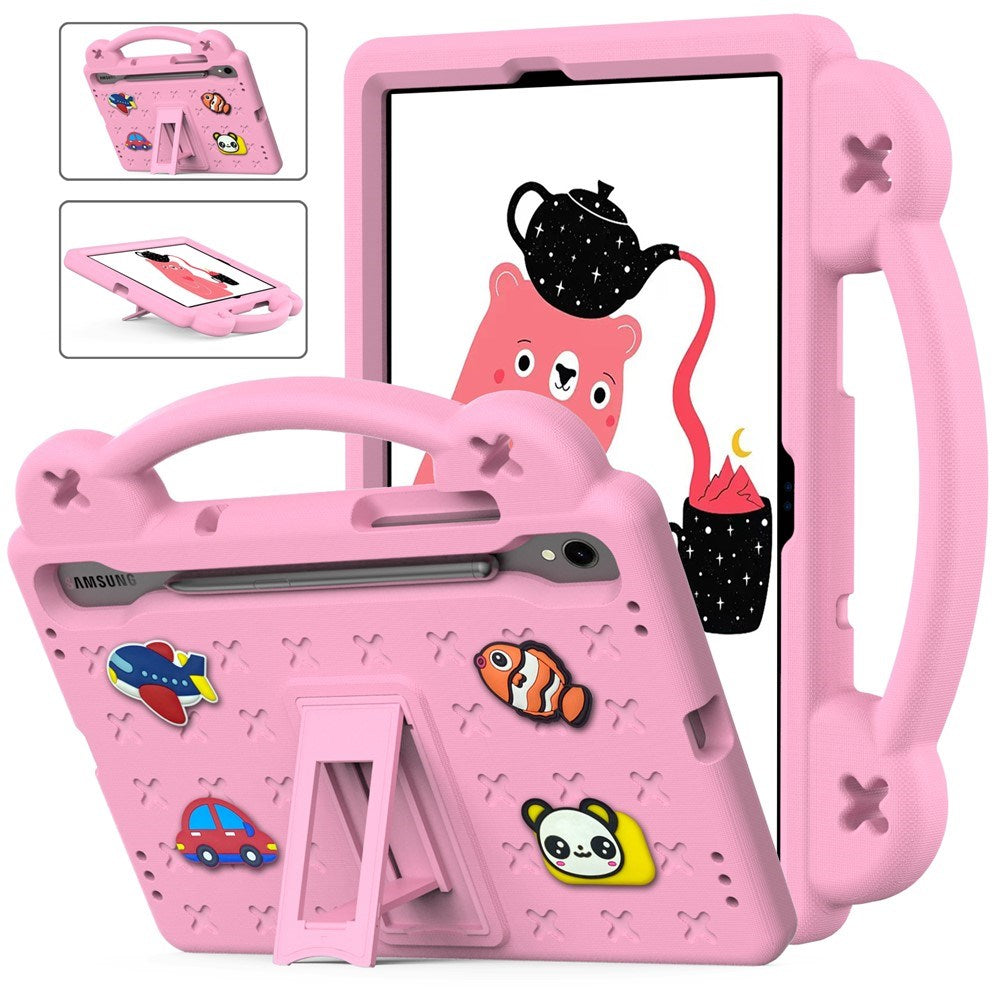 EIDERWOOD Samsung Galaxy Tab S11 / S10 Lite / S10 FE / S9 FE / S9 / S8 / S7 Kids Case with Kickstand & Hand Holder - Pink