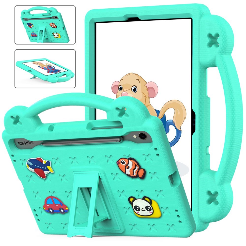 EIDERWOOD Samsung Galaxy Tab S11 / S10 Lite / S10 FE / S9 FE / S9 / S8 / S7 Kids Case with Kickstand & Hand Holder - Turquoise