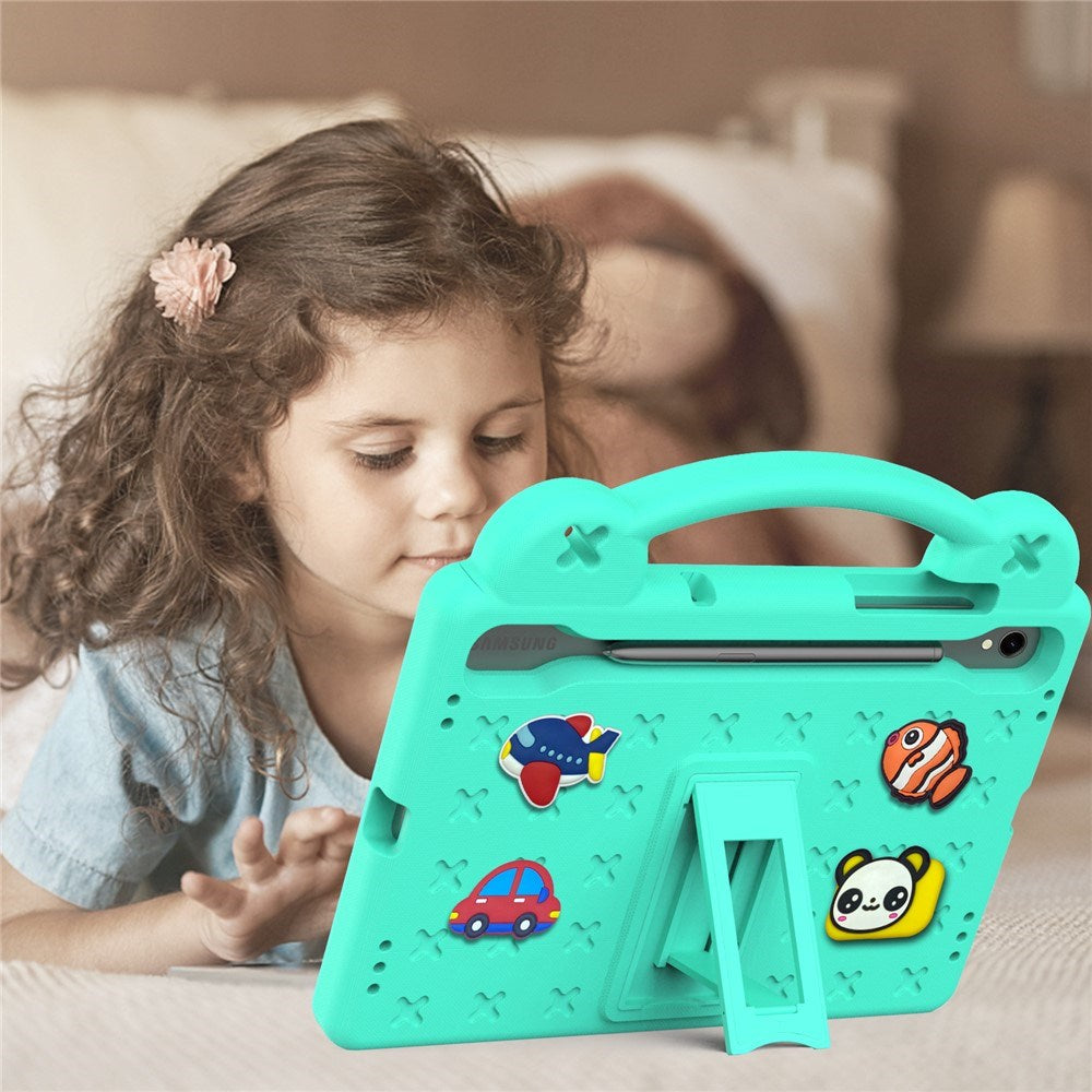 EIDERWOOD Samsung Galaxy Tab S11 / S10 Lite / S10 FE / S9 FE / S9 / S8 / S7 Kids Case with Kickstand & Hand Holder - Turquoise