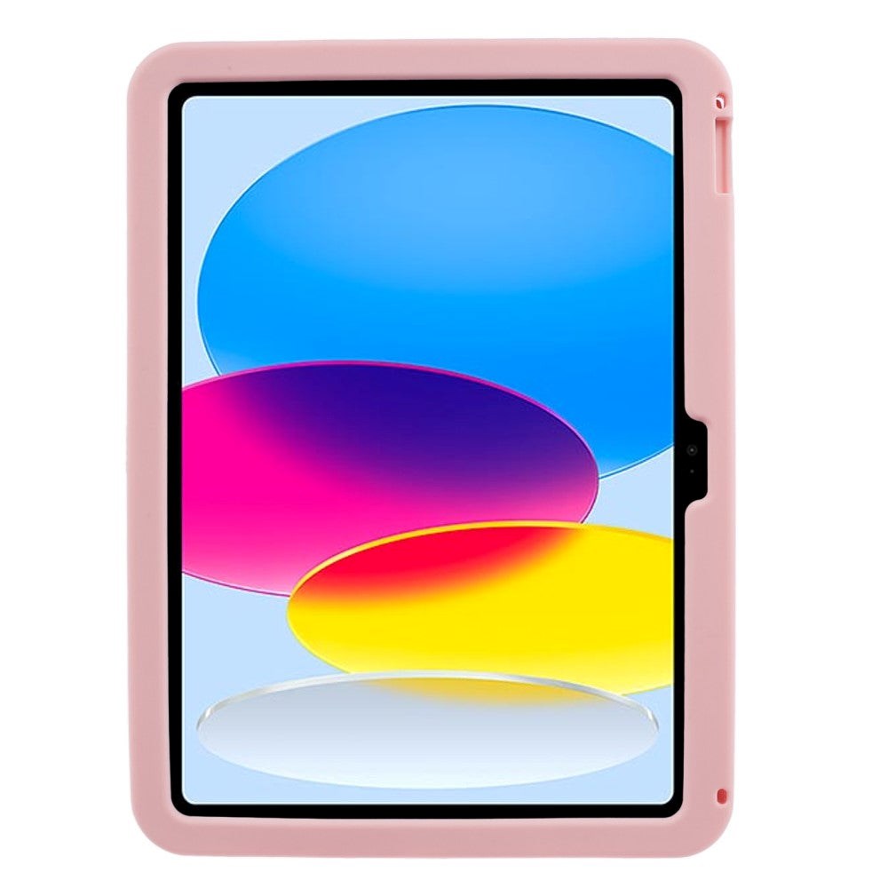 iPad 10.9" (2024/2022) Kids Case - Butterfly Kickstand Silicone Case w. Shoulder Strap - Pink