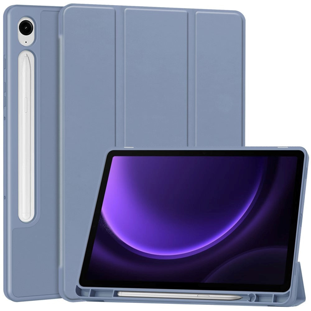 Samsung Galaxy Tab S10 FE / S9 FE Magnetic Tri-Fold Leather Case w. Stand - Purple