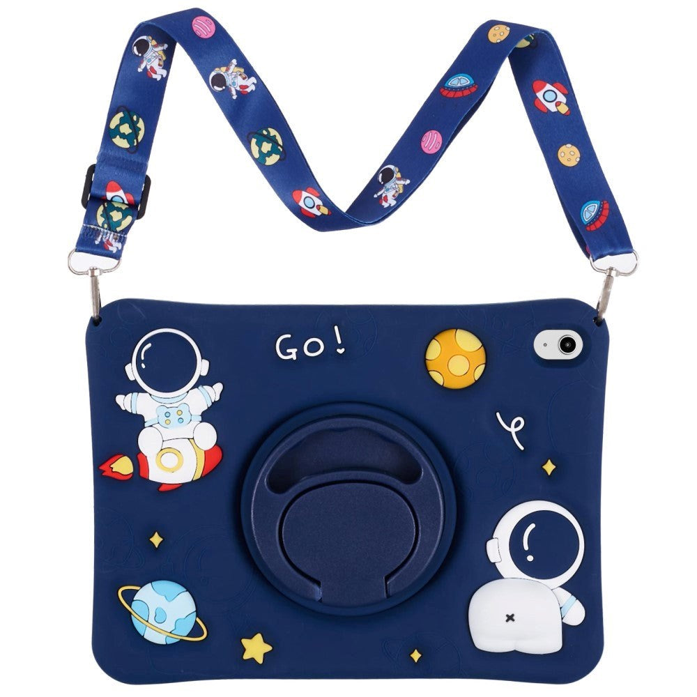 iPad 10.9" (2024/2022) Children's Case - Astronaut Case w. Stand & Shoulder Strap - Dark Blue