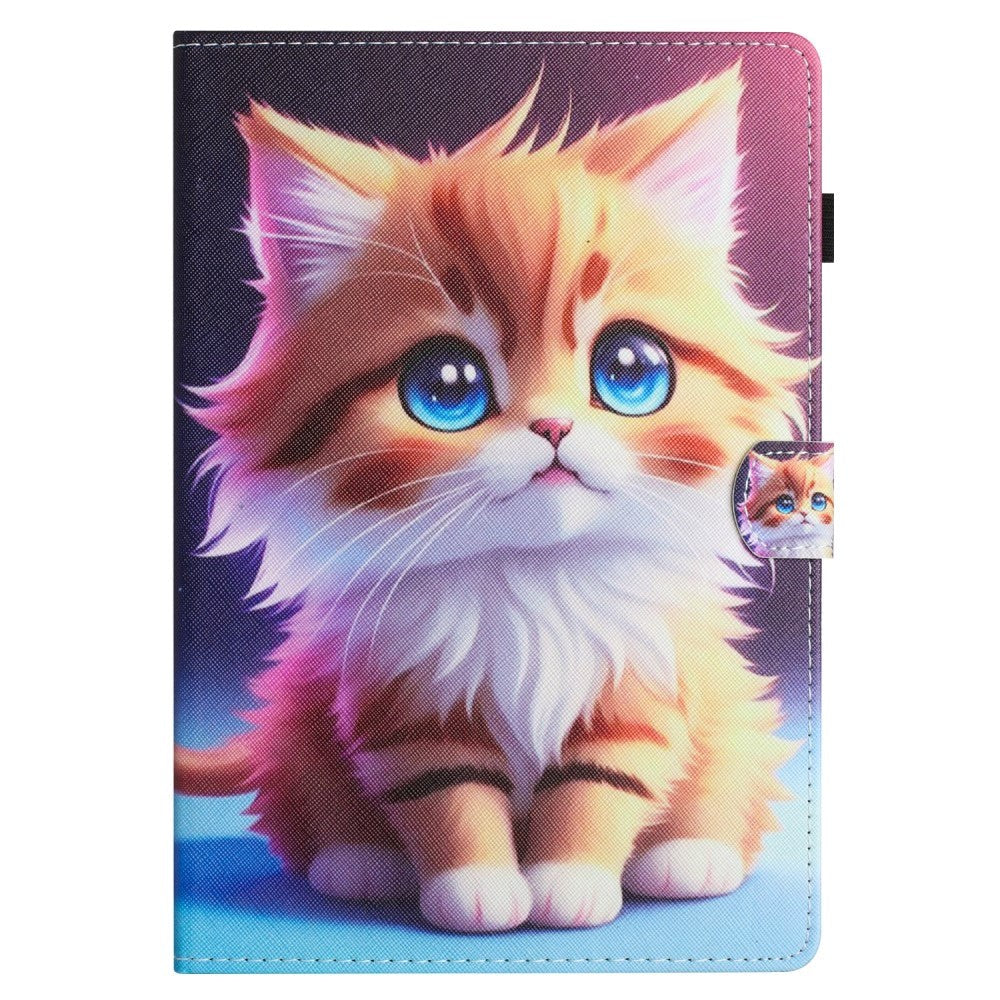 iPad 10.9" (2024/2022) Faux Leather Case w. Kickstand & Card Holder - Cat
