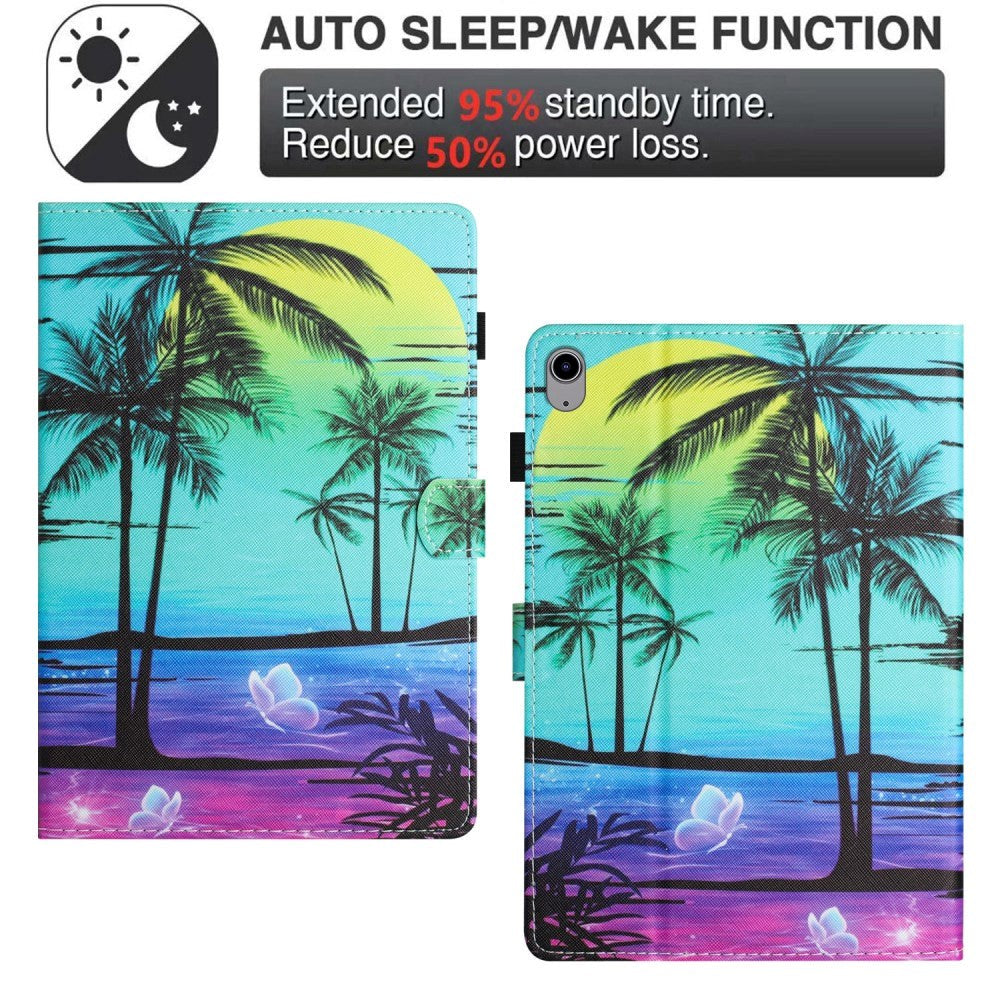 iPad 10.9" (2024/2022) Faux Leather Case w. Kickstand & Card Holder - Palms