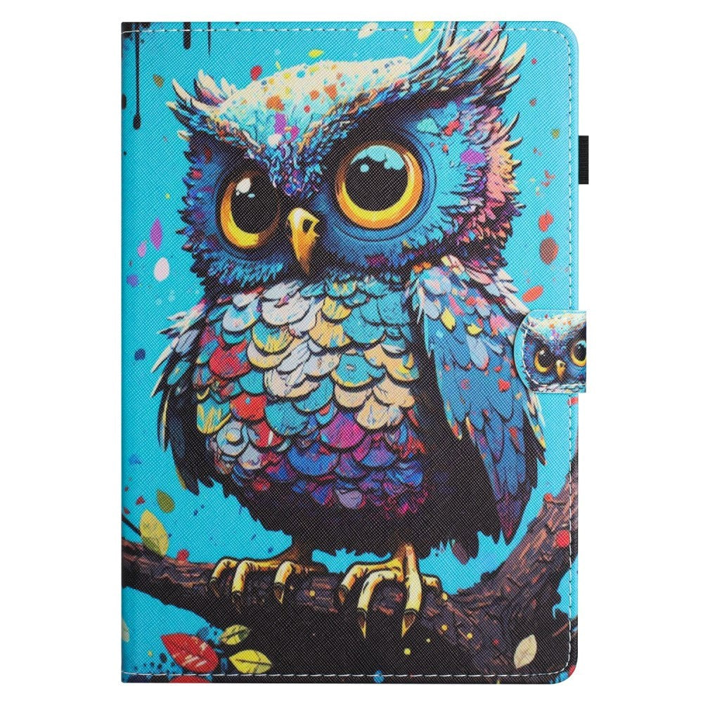 iPad 10.9" (2024/2022) Faux Leather Case w. Kickstand & Card Holder - Owl