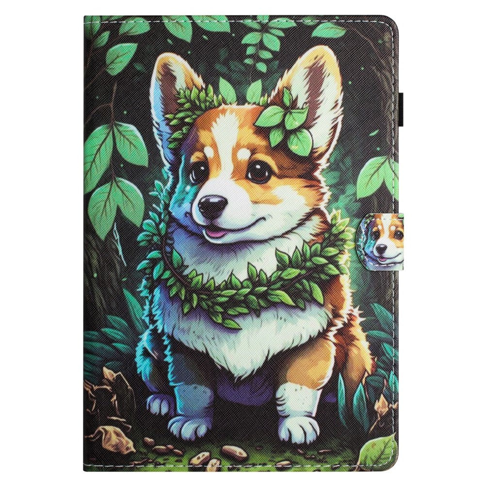 iPad 10.9" (2024/2022) Faux Leather Case w. Kickstand & Card Holder - Corgi