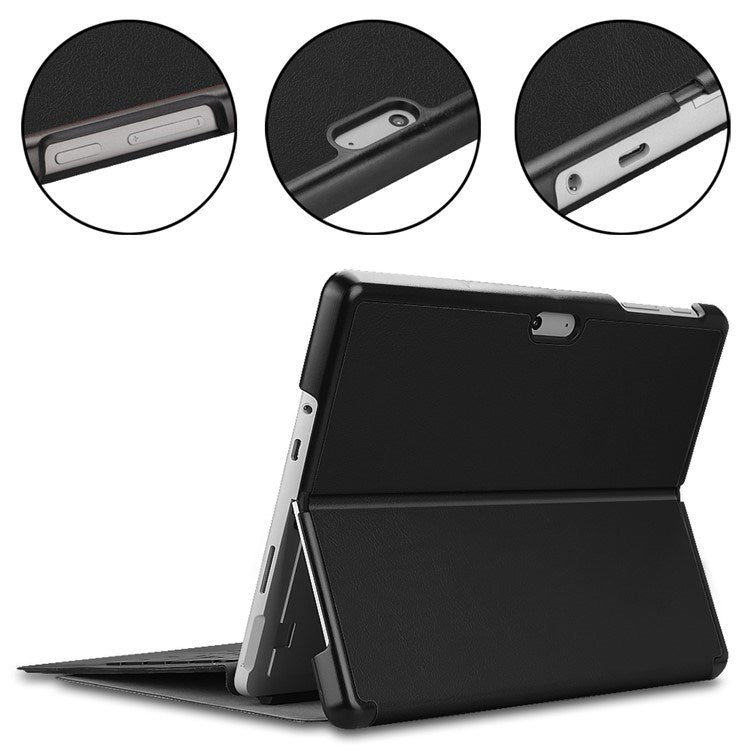 EIDERWOOD Microsoft Surface Go 4 Faux Leather Flip Case - Black