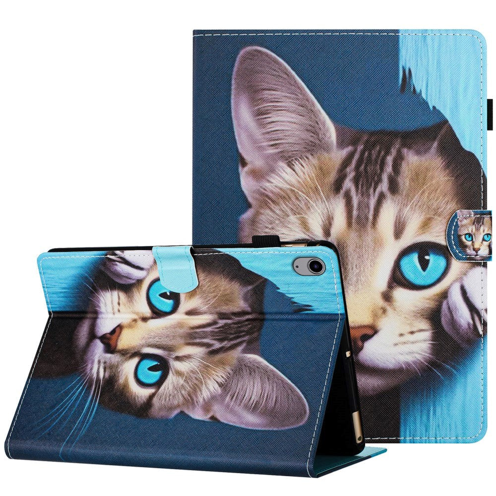 iPad 10.9" (2024/2022) Faux Leather Case w. Kickstand & Card Holder - Cat