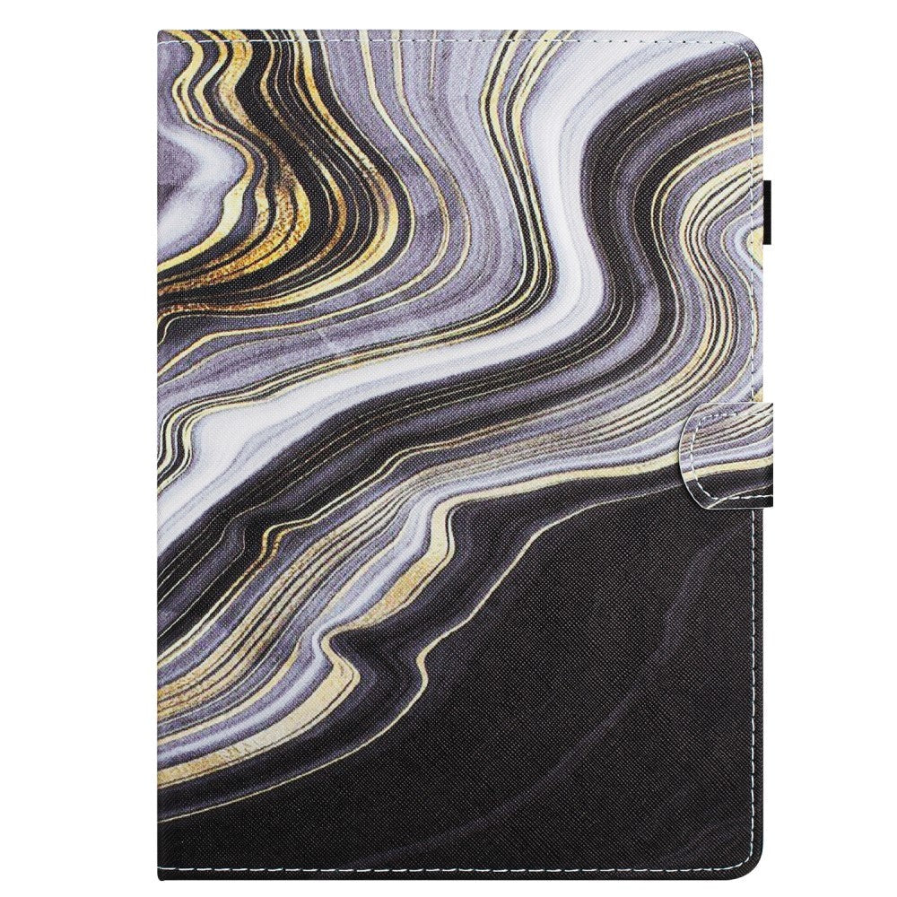 iPad 10.9" (2024/2022) Leather Case w. Kickstand & Card Holder - Black / Gold Marble