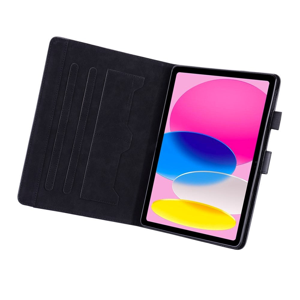 iPad 10.9" (2024/2022) Leather Flip Case w. Animal Motif - Black