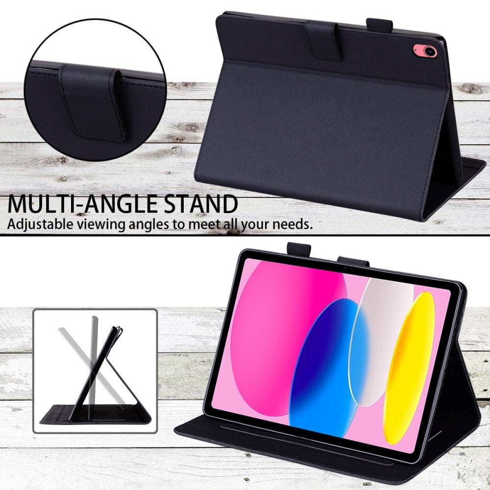 iPad 10.9" (2024/2022) Leather Flip Case w. Animal Motif - Black