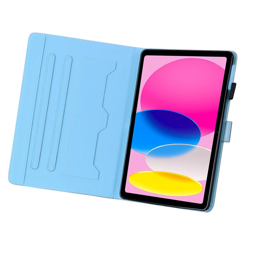 iPad 10.9" (2024/2022) Leather Flip Case w. Animal Motif - Blue