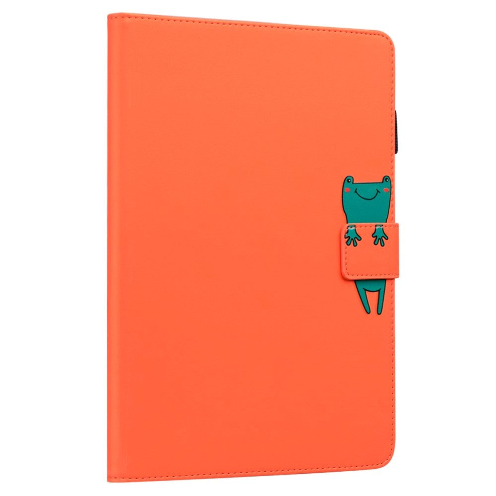 iPad 10.9" (2024/2022) Leather Flip Case w. Animal Motif - Orange