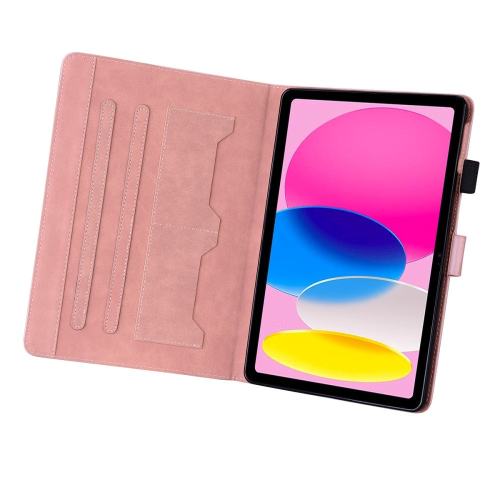 iPad 10.9" (2024/2022) Leather Flip Case w. Animal Motif - Pink