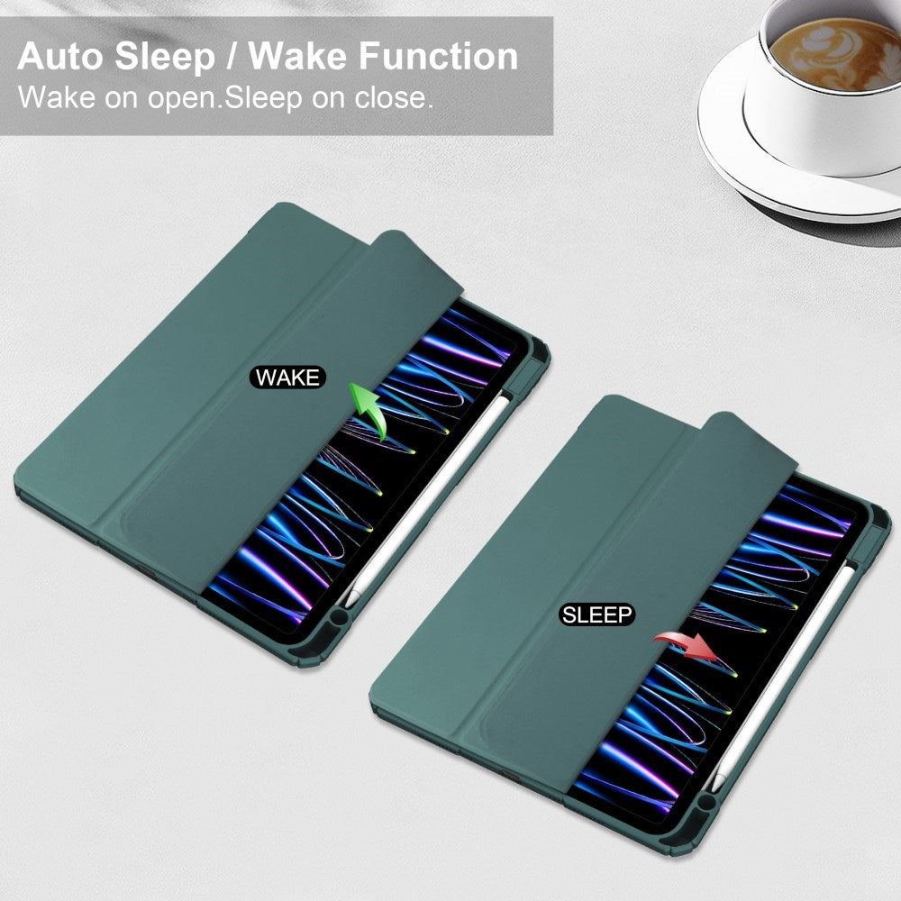 EIDERWOOD iPad Pro 11" (2025 / 2024) Hybrid Flip Case w. Pen Holder - Green & Transparent