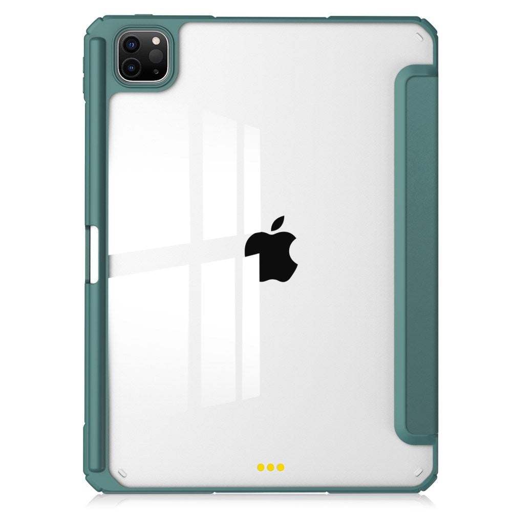 EIDERWOOD iPad Pro 11" (2025 / 2024) Hybrid Flip Case w. Pen Holder - Green & Transparent