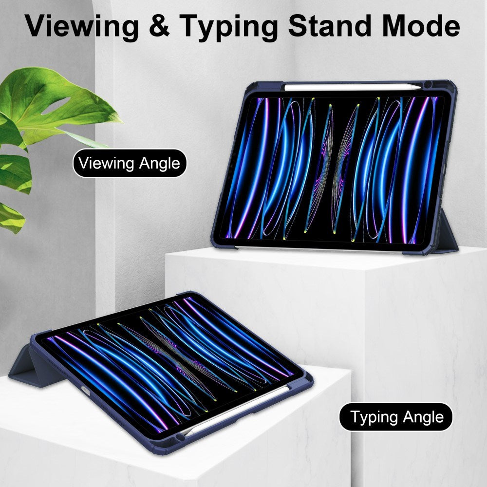 EIDERWOOD iPad Pro 11" (2025 / 2024) Hybrid Flip Case w. Pen Holder - Blue & Transparent