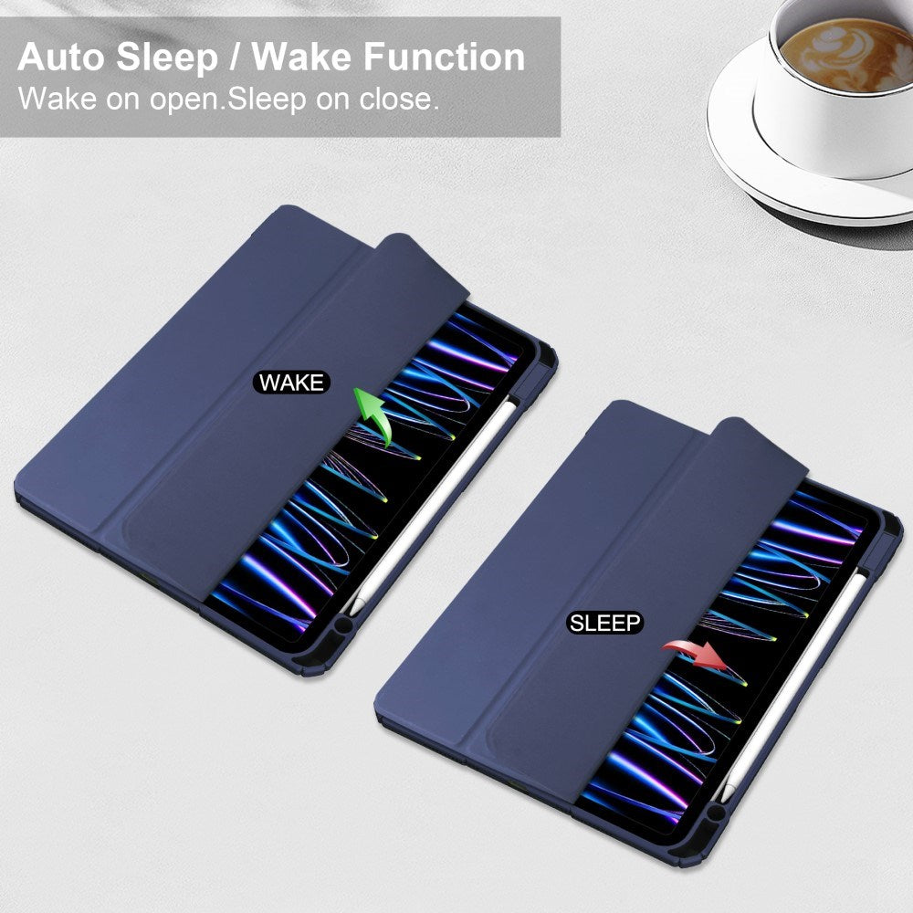 EIDERWOOD iPad Pro 11" (2025 / 2024) Hybrid Flip Case w. Pen Holder - Blue & Transparent