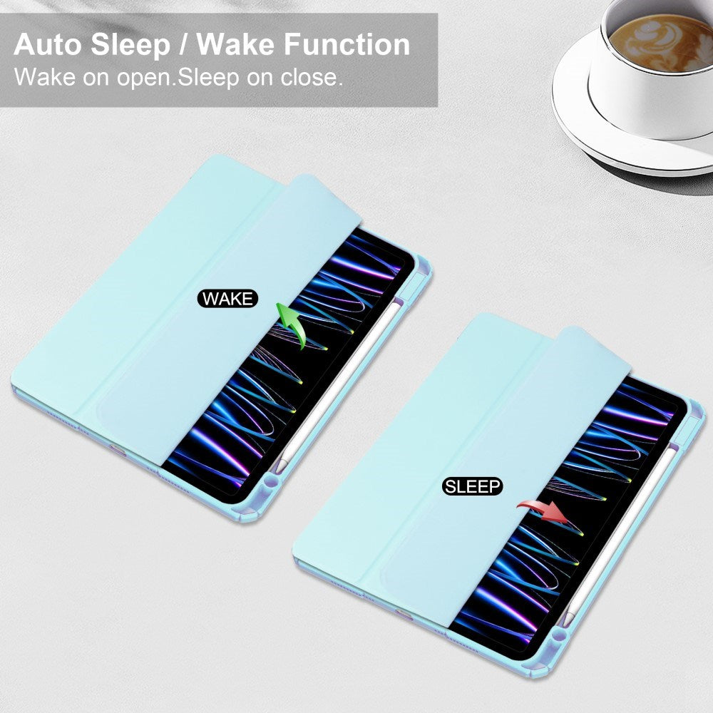 EIDERWOOD iPad Pro 11" (2025 / 2024) Hybrid Flip Case w. Pen Holder - Light Blue & Transparent