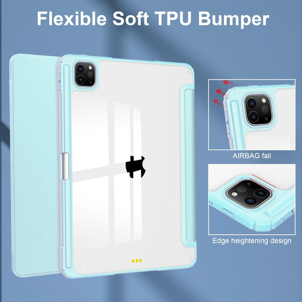 EIDERWOOD iPad Pro 11" (2025 / 2024) Hybrid Flip Case w. Pen Holder - Light Blue & Transparent