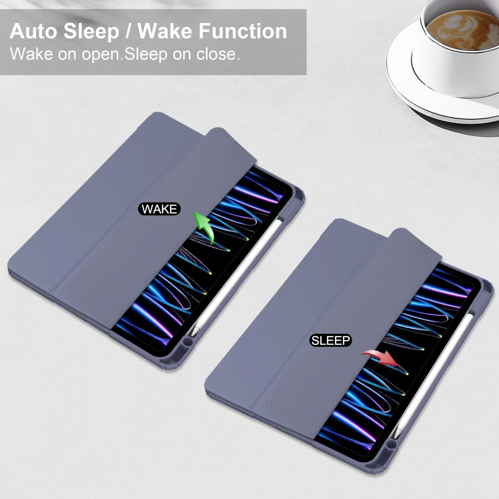 EIDERWOOD iPad Pro 11" (2025 / 2024) Hybrid Flip Case w. Pen Holder - Purple & Transparent