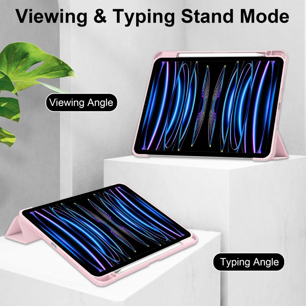 EIDERWOOD iPad Pro 11" (2025 / 2024) Hybrid Flip Case w. Pen Holder - Pink & Transparent