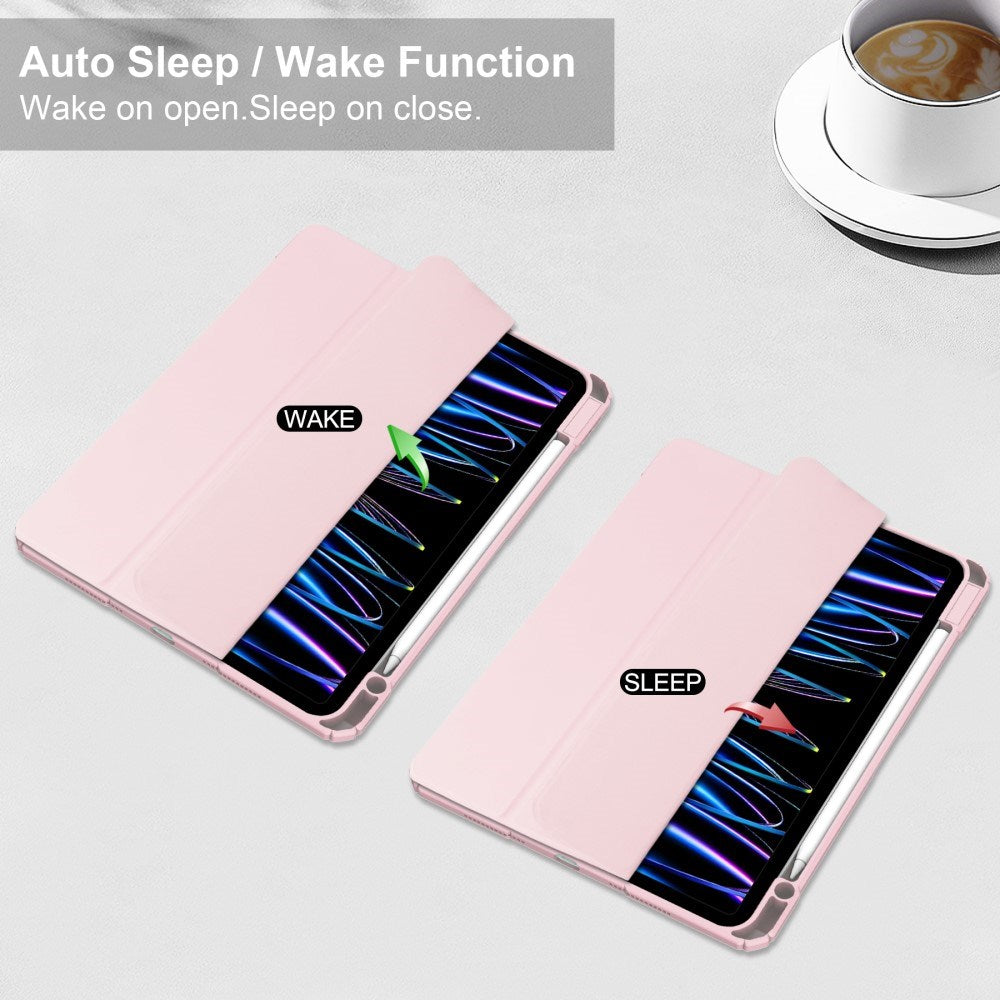 EIDERWOOD iPad Pro 11" (2025 / 2024) Hybrid Flip Case w. Pen Holder - Pink & Transparent