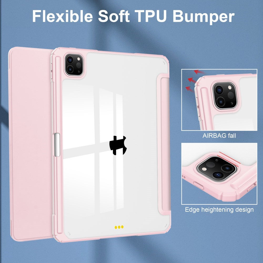 EIDERWOOD iPad Pro 11" (2025 / 2024) Hybrid Flip Case w. Pen Holder - Pink & Transparent