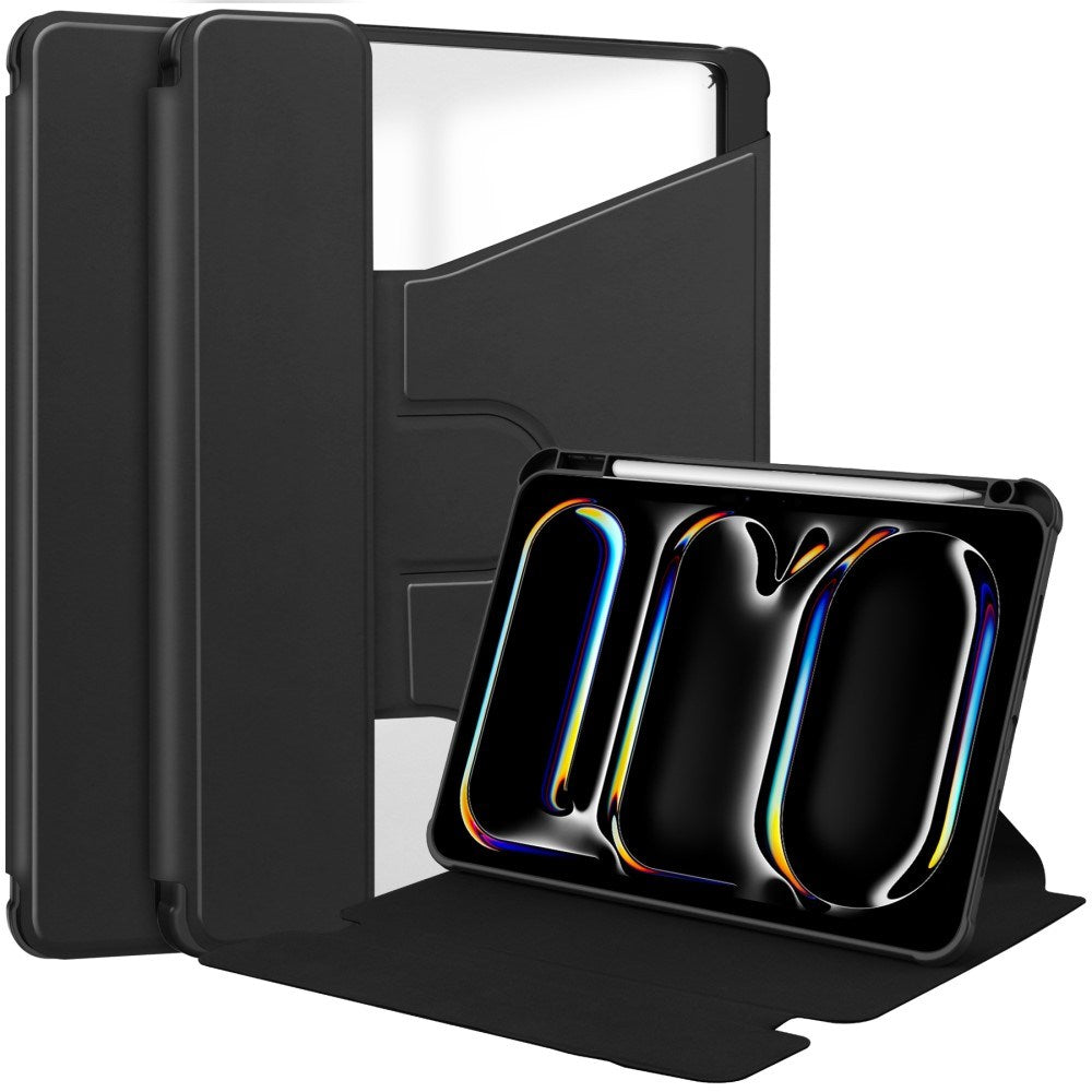 EIDERWOOD iPad Pro 11" (2025 / 2024) Hybrid Flip Case w. Rotating Stand Function - Transparent / Black