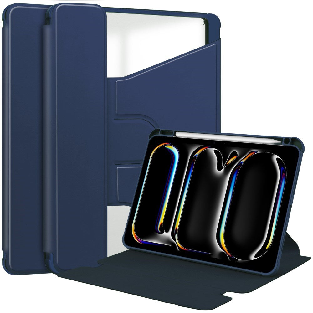 EIDERWOOD iPad Pro 11" (2025 / 2024) Hybrid Flip Case w. Rotating Stand Function - Transparent / Dark Blue