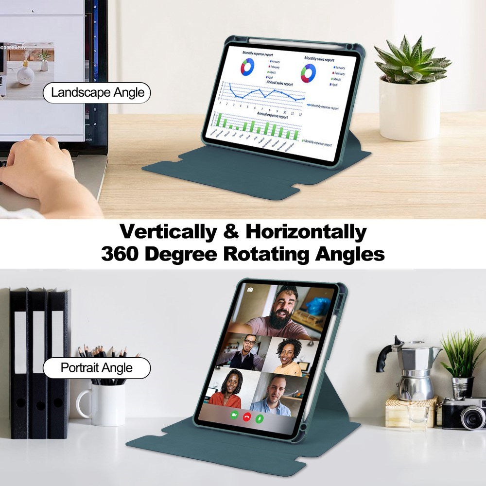 EIDERWOOD iPad Pro 11" (2025 / 2024) Hybrid Flip Case w. Rotating Stand Function - Transparent / Green