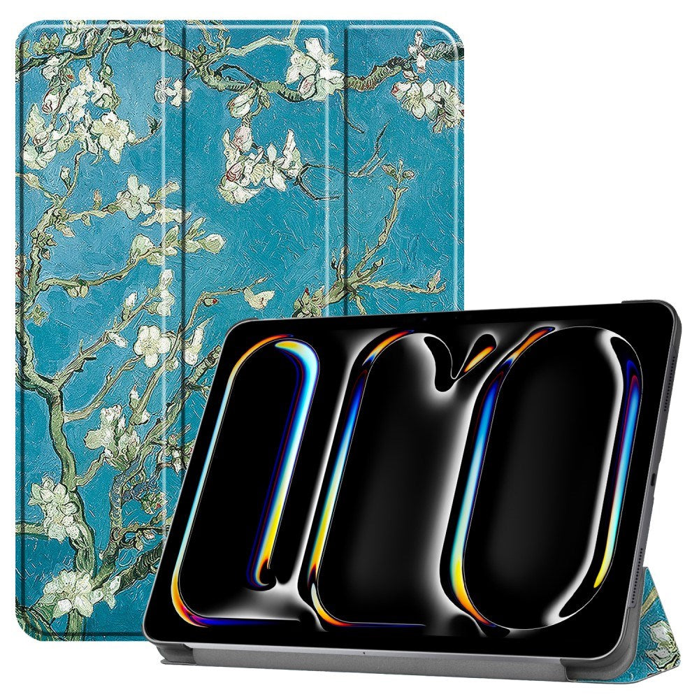 EIDERWOOD iPad Pro 11" (2025 / 2024) Tri-Fold PU Flip Case with Sleep / Wake-up Function - Flower Branches