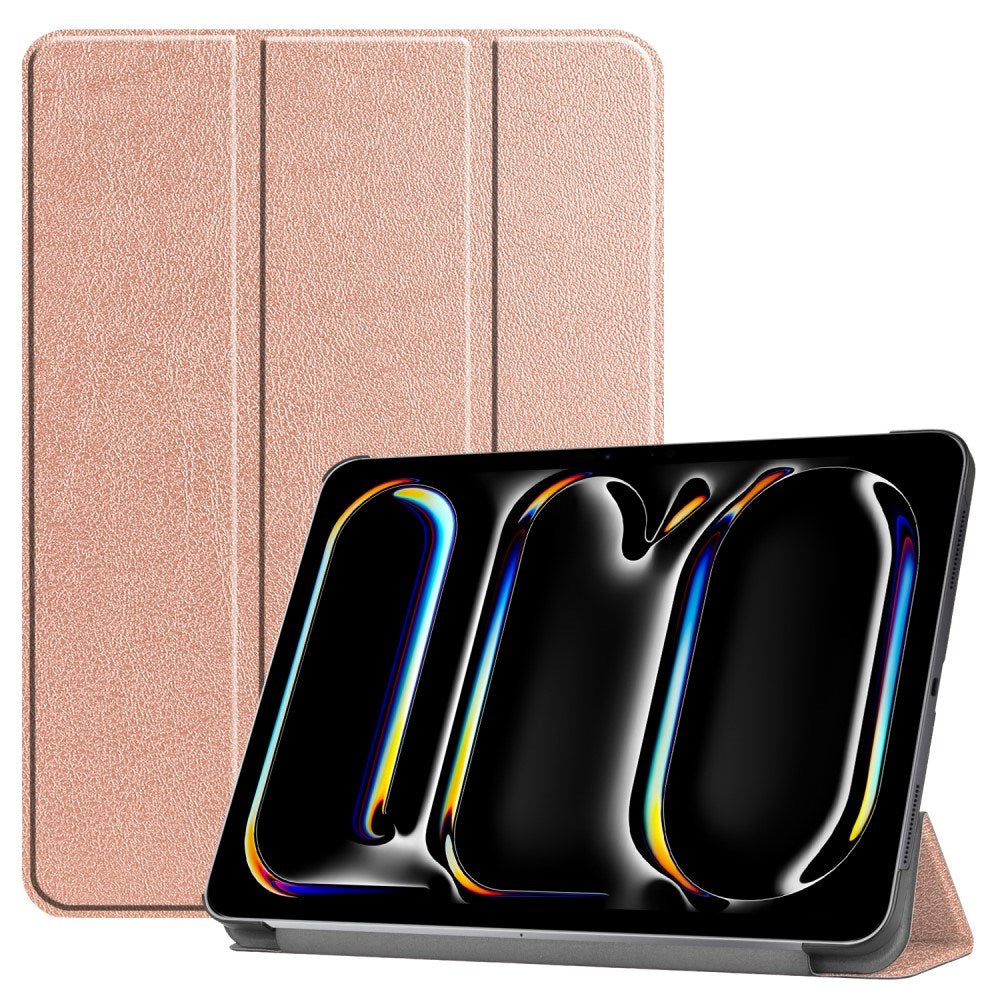 EIDERWOOD iPad Pro 11" (2025 / 2024) Tri-Fold Leather Flip Case - Rose Gold