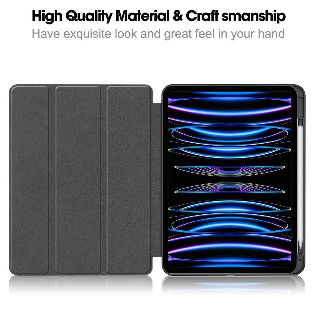 EIDERWOOD iPad Pro 11" (2025 / 2024) Tri-Fold Artificial Leather Flip Case w. Apple Pencil Holder - Gray