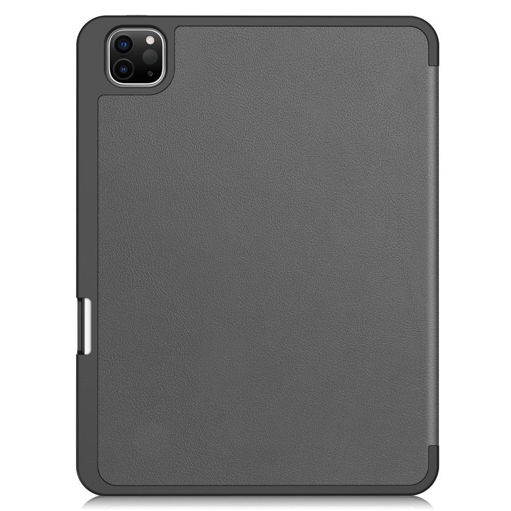 EIDERWOOD iPad Pro 11" (2025 / 2024) Tri-Fold Artificial Leather Flip Case w. Apple Pencil Holder - Gray