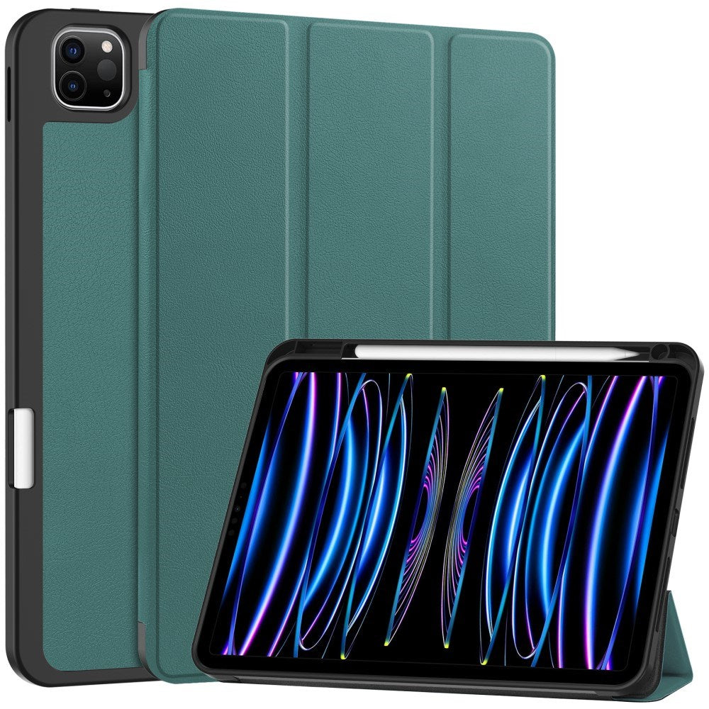 EIDERWOOD iPad Pro 11" (2025 / 2024) Tri-Fold Artificial Leather Flip Case w. Apple Pencil Holder - Green