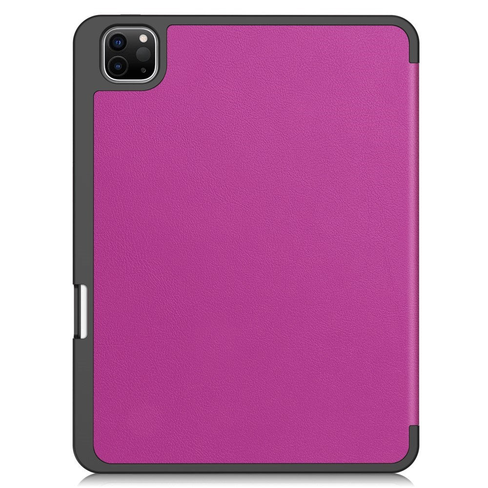 EIDERWOOD iPad Pro 11" (2025 / 2024) Tri-Fold Artificial Leather Flip Case w. Apple Pencil Holder - Purple