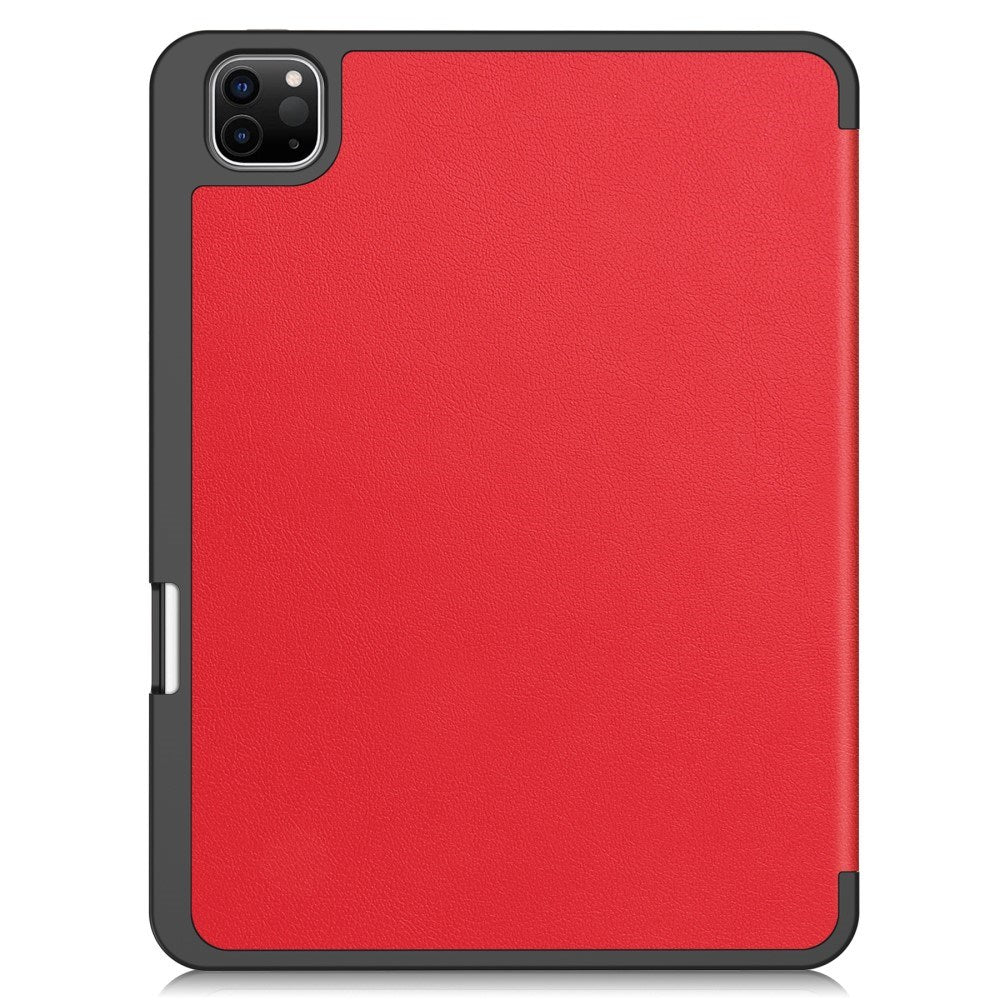 EIDERWOOD iPad Pro 11" (2025 / 2024) Tri-Fold Artificial Leather Flip Case w. Apple Pencil Holder - Red
